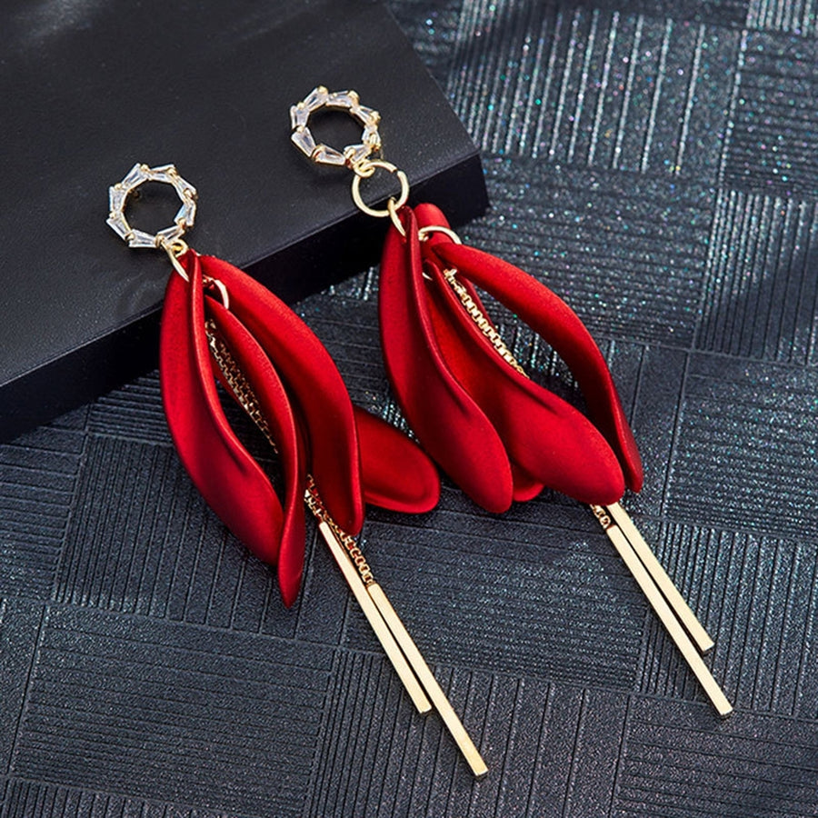 1 Pair Drop Earrings Geometric Long Tassel Elegant Korean Style Cubic Zirconia Stud Earrings Birthday Gift Image 1