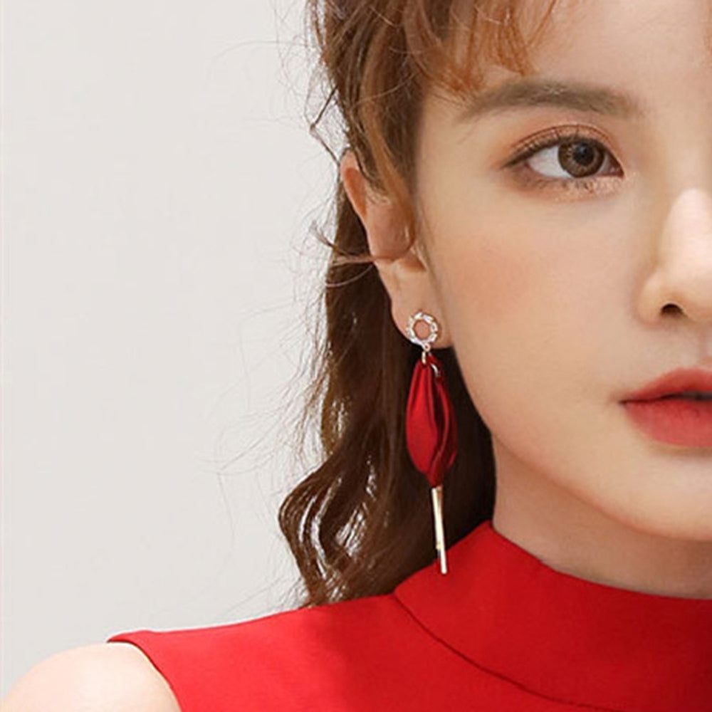 1 Pair Drop Earrings Geometric Long Tassel Elegant Korean Style Cubic Zirconia Stud Earrings Birthday Gift Image 2