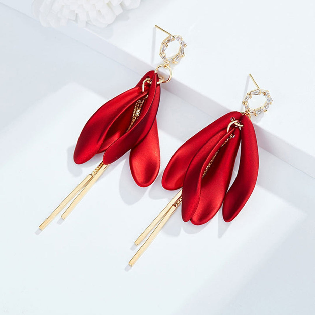 1 Pair Drop Earrings Geometric Long Tassel Elegant Korean Style Cubic Zirconia Stud Earrings Birthday Gift Image 4