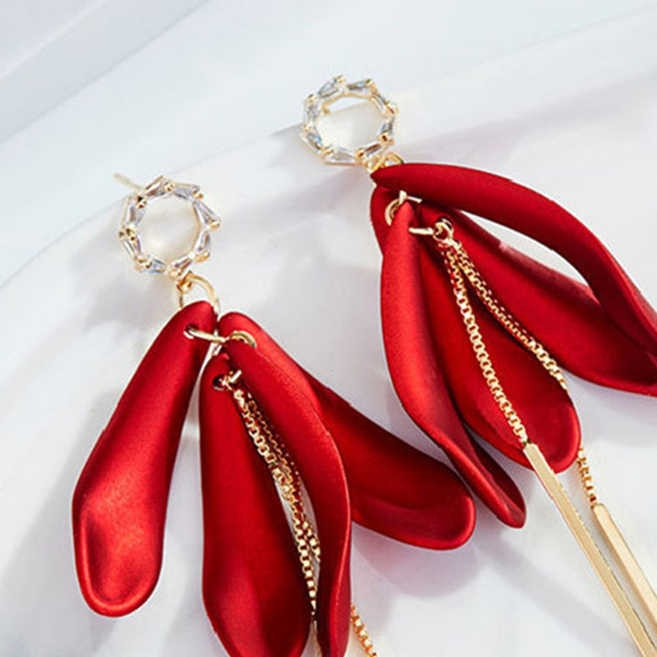 1 Pair Drop Earrings Geometric Long Tassel Elegant Korean Style Cubic Zirconia Stud Earrings Birthday Gift Image 8