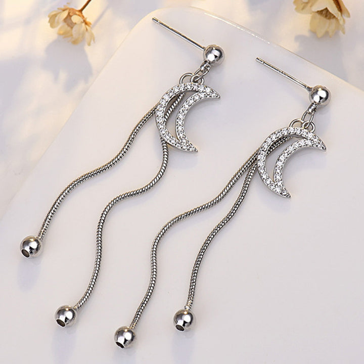 1 Pair Tassel Earrings Electroplate Anti-scratch Inlaid Sparkling Rhinestone Jewelry Earring Studs Dress Supplies Image 4