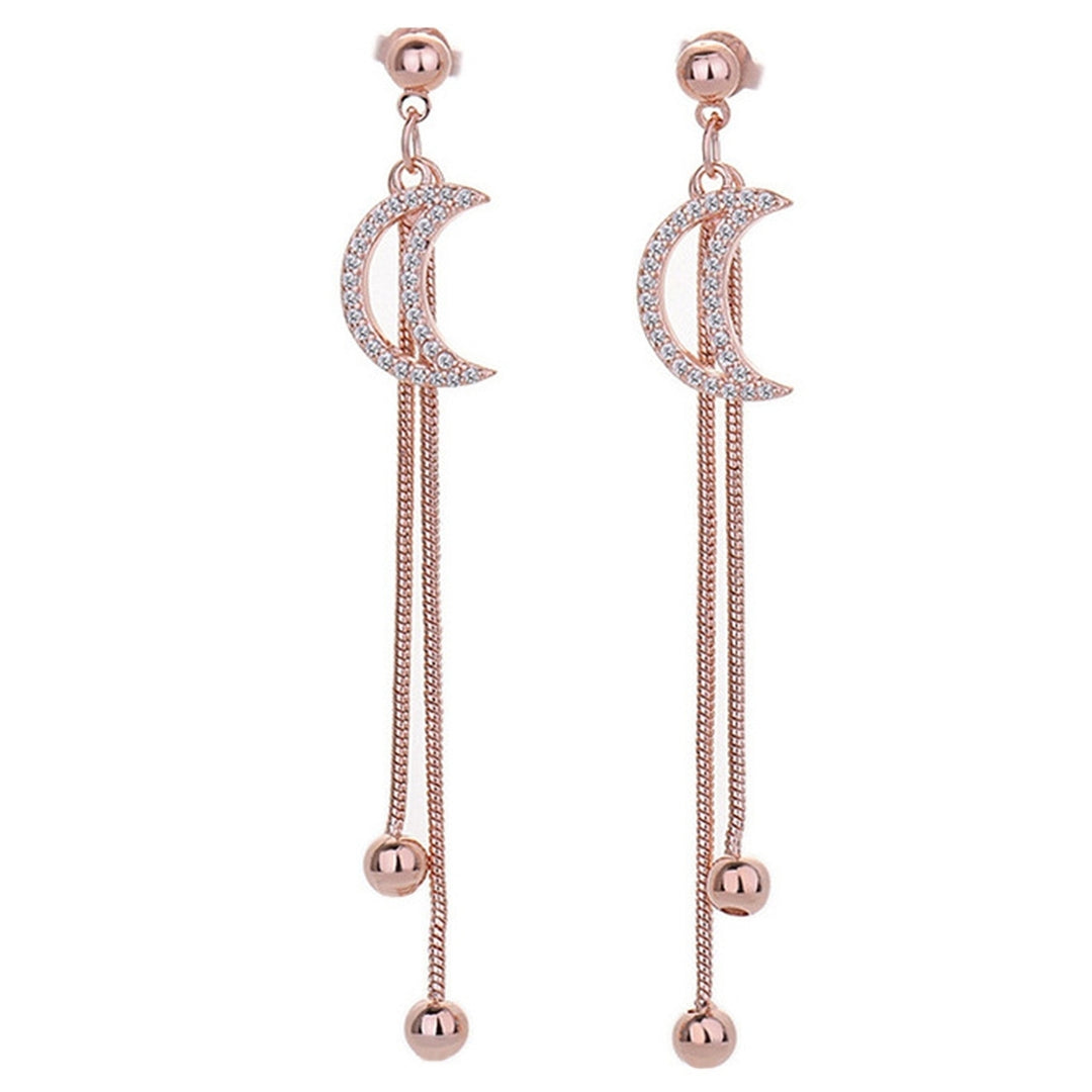 1 Pair Tassel Earrings Electroplate Anti-scratch Inlaid Sparkling Rhinestone Jewelry Earring Studs Dress Supplies Image 4