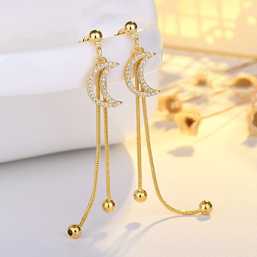 1 Pair Tassel Earrings Electroplate Anti-scratch Inlaid Sparkling Rhinestone Jewelry Earring Studs Dress Supplies Image 7