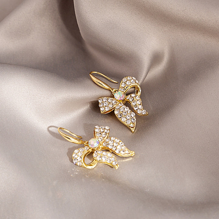 1 Pair Hook Earrings Bow Rhinestones Jewelry Shining Geometric Earrings for Prom Image 4