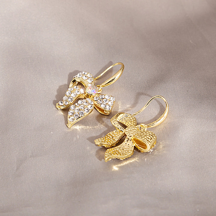 1 Pair Hook Earrings Bow Rhinestones Jewelry Shining Geometric Earrings for Prom Image 4