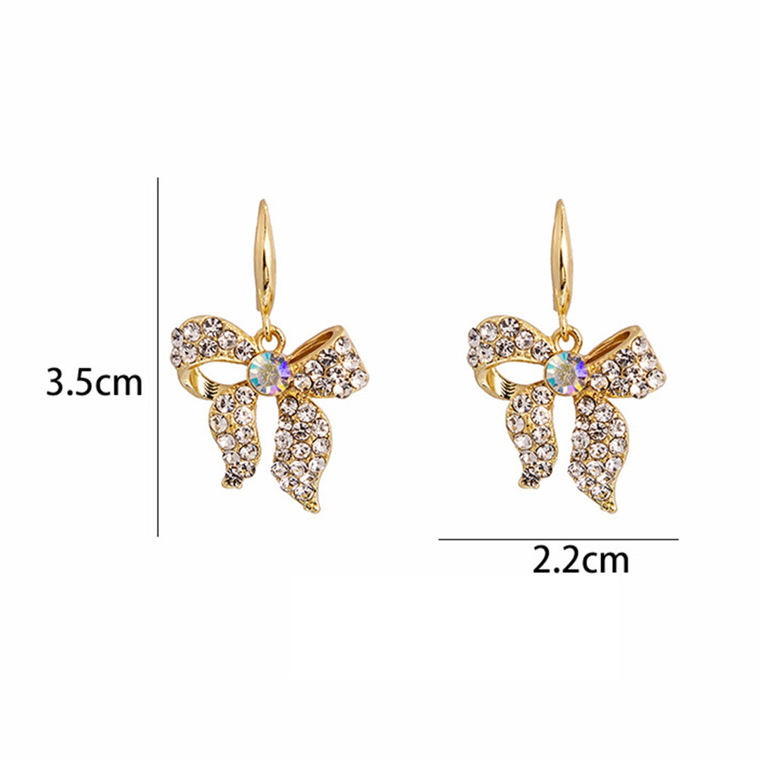 1 Pair Hook Earrings Bow Rhinestones Jewelry Shining Geometric Earrings for Prom Image 6