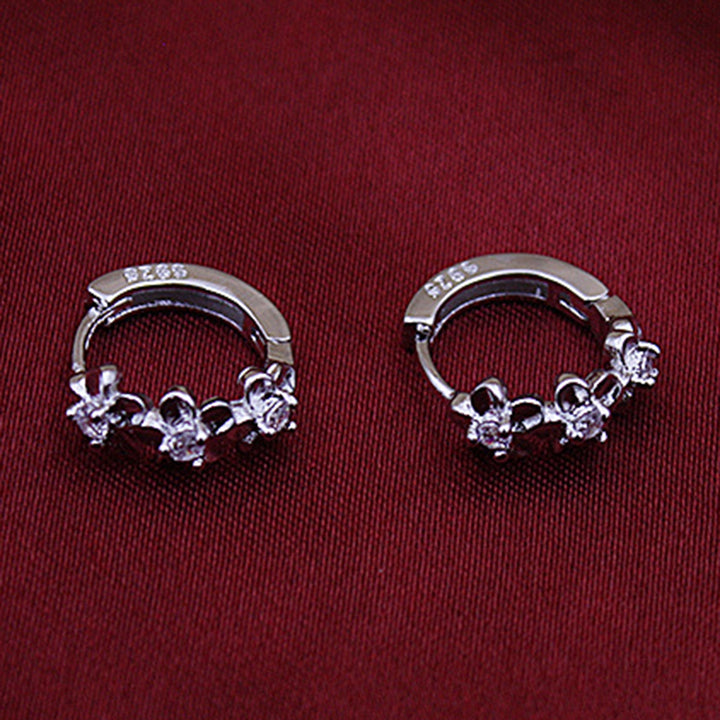 1 Pair Women Hoop Earrings Solid Color Long-lasting Stainless Flower Shape Anti-allergy Women Huggie Earrings Female Image 8