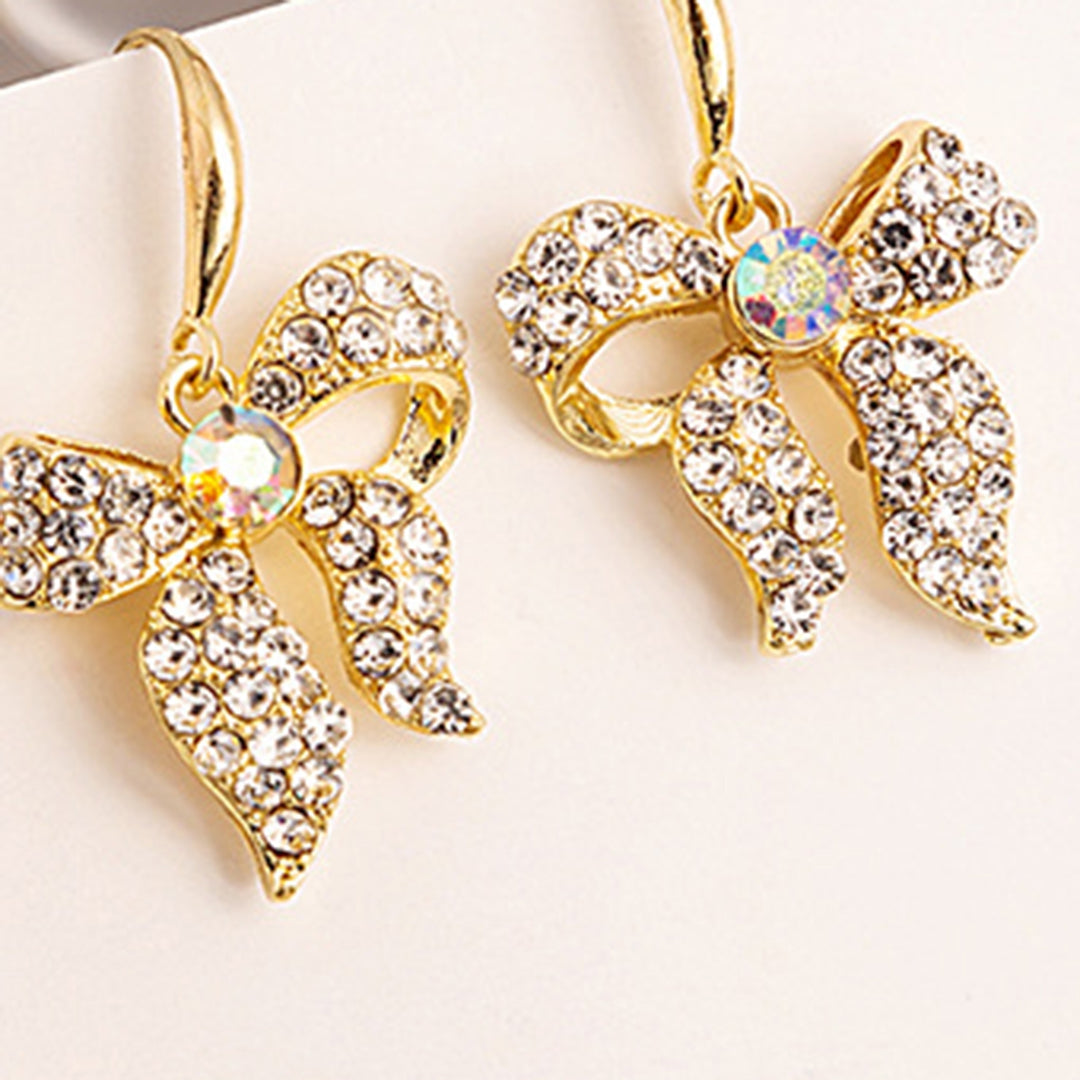 1 Pair Hook Earrings Bow Rhinestones Jewelry Shining Geometric Earrings for Prom Image 8