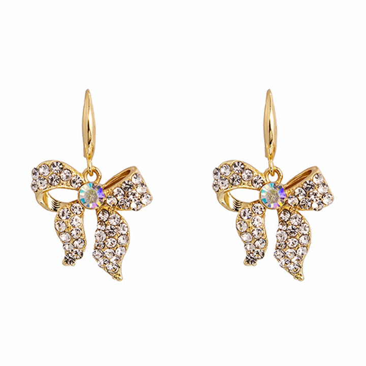 1 Pair Hook Earrings Bow Rhinestones Jewelry Shining Geometric Earrings for Prom Image 9