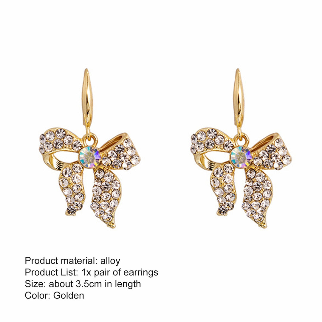 1 Pair Hook Earrings Bow Rhinestones Jewelry Shining Geometric Earrings for Prom Image 10