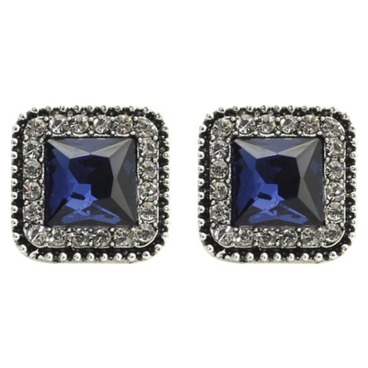 1 Pair Stud Earrings Square Cubic Zirconia Ladies Geometric Faux Crystal Earrings Birthday Gifts Image 4