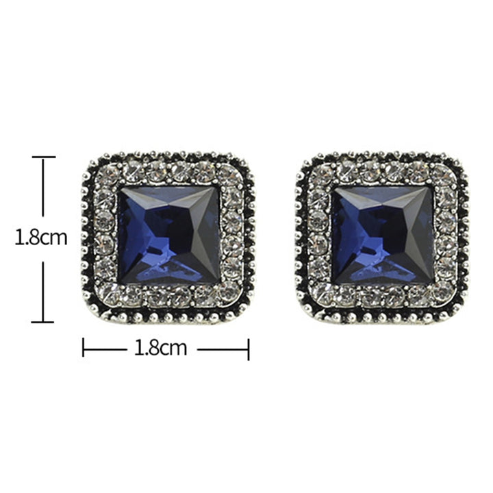 1 Pair Stud Earrings Square Cubic Zirconia Ladies Geometric Faux Crystal Earrings Birthday Gifts Image 6