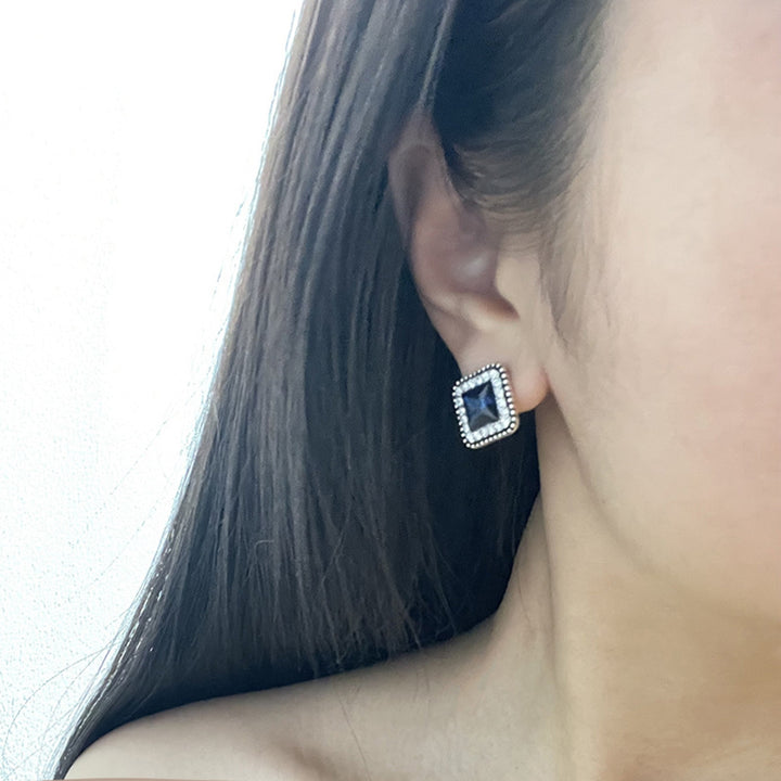 1 Pair Stud Earrings Square Cubic Zirconia Ladies Geometric Faux Crystal Earrings Birthday Gifts Image 8