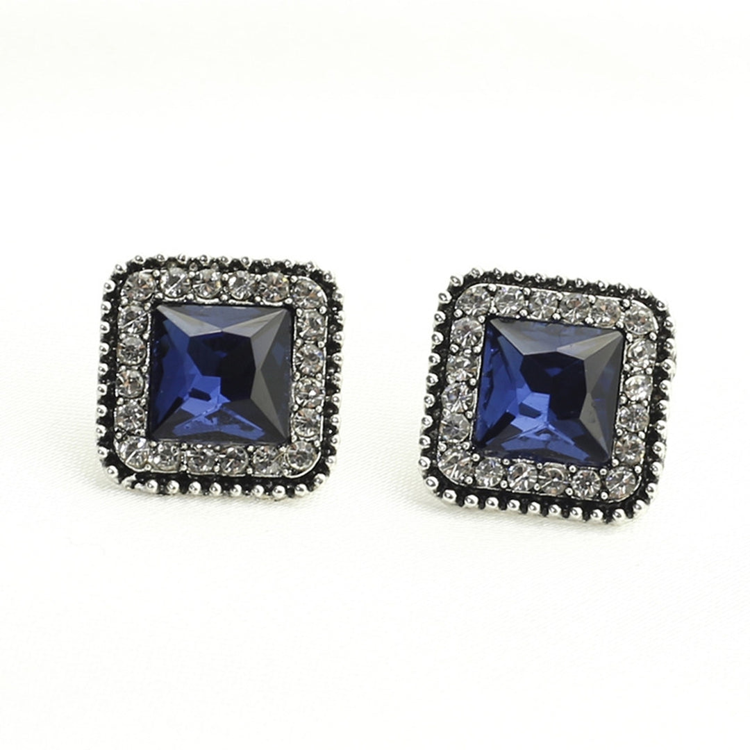 1 Pair Stud Earrings Square Cubic Zirconia Ladies Geometric Faux Crystal Earrings Birthday Gifts Image 12