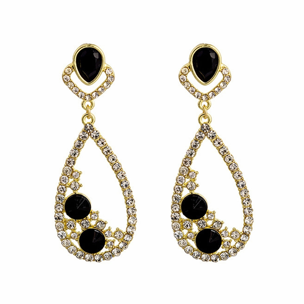 1 Pair Dangle Earrings Hollow Out Rhinestones Jewelry Shining Faux Gem Drop Earrings for Wedding Image 2