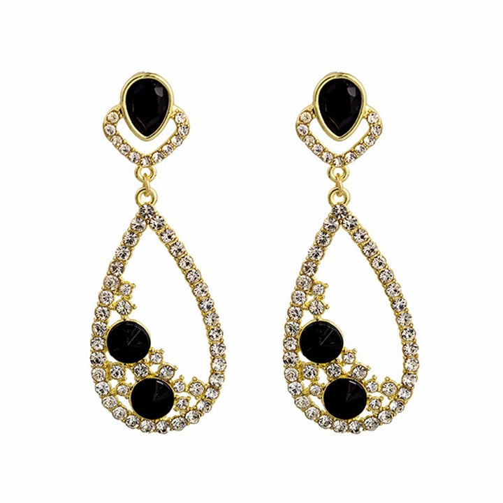 1 Pair Dangle Earrings Hollow Out Rhinestones Jewelry Shining Faux Gem Drop Earrings for Wedding Image 1