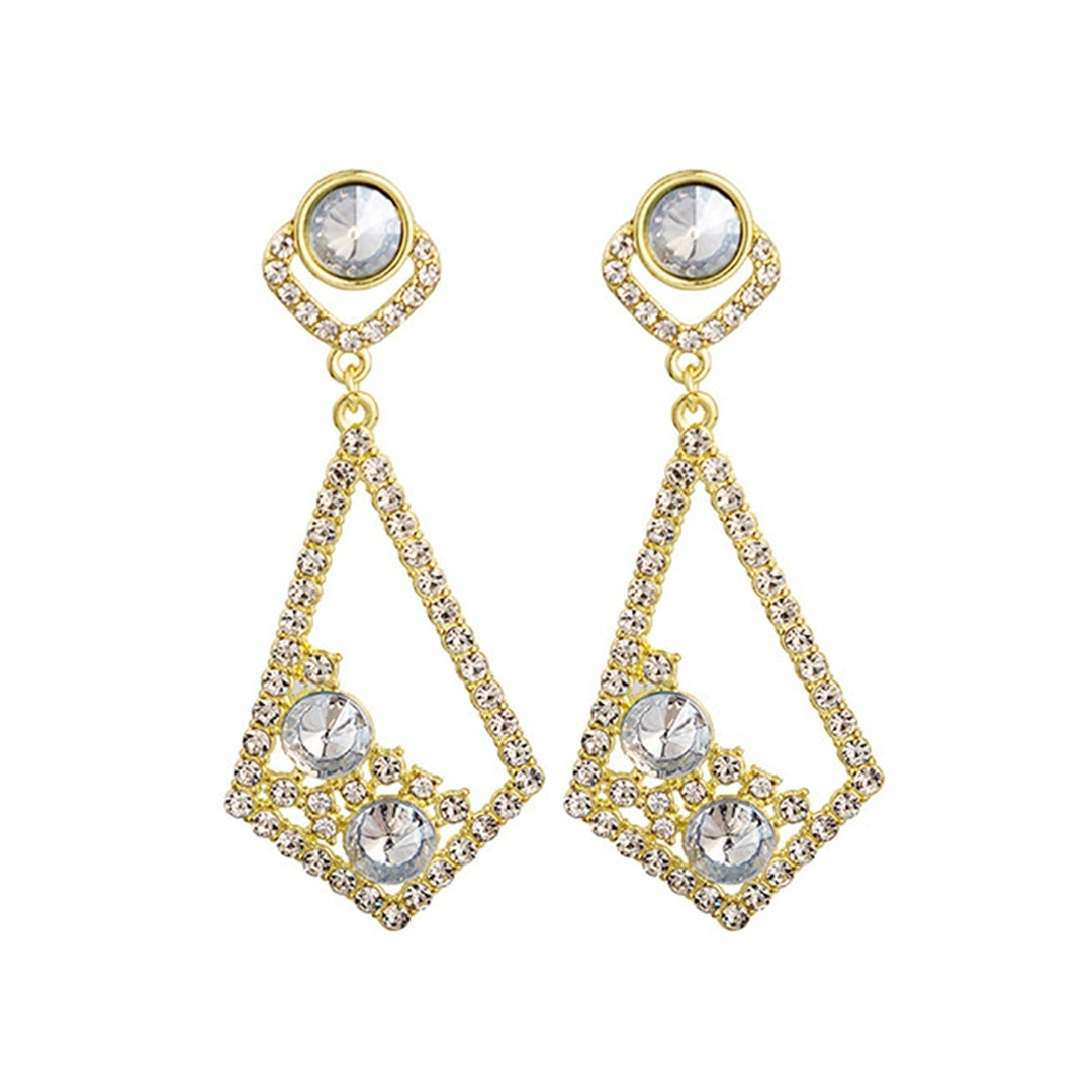 1 Pair Dangle Earrings Hollow Out Rhinestones Jewelry Shining Faux Gem Drop Earrings for Wedding Image 3