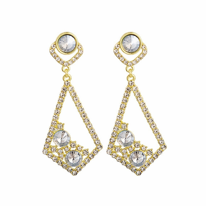 1 Pair Dangle Earrings Hollow Out Rhinestones Jewelry Shining Faux Gem Drop Earrings for Wedding Image 1