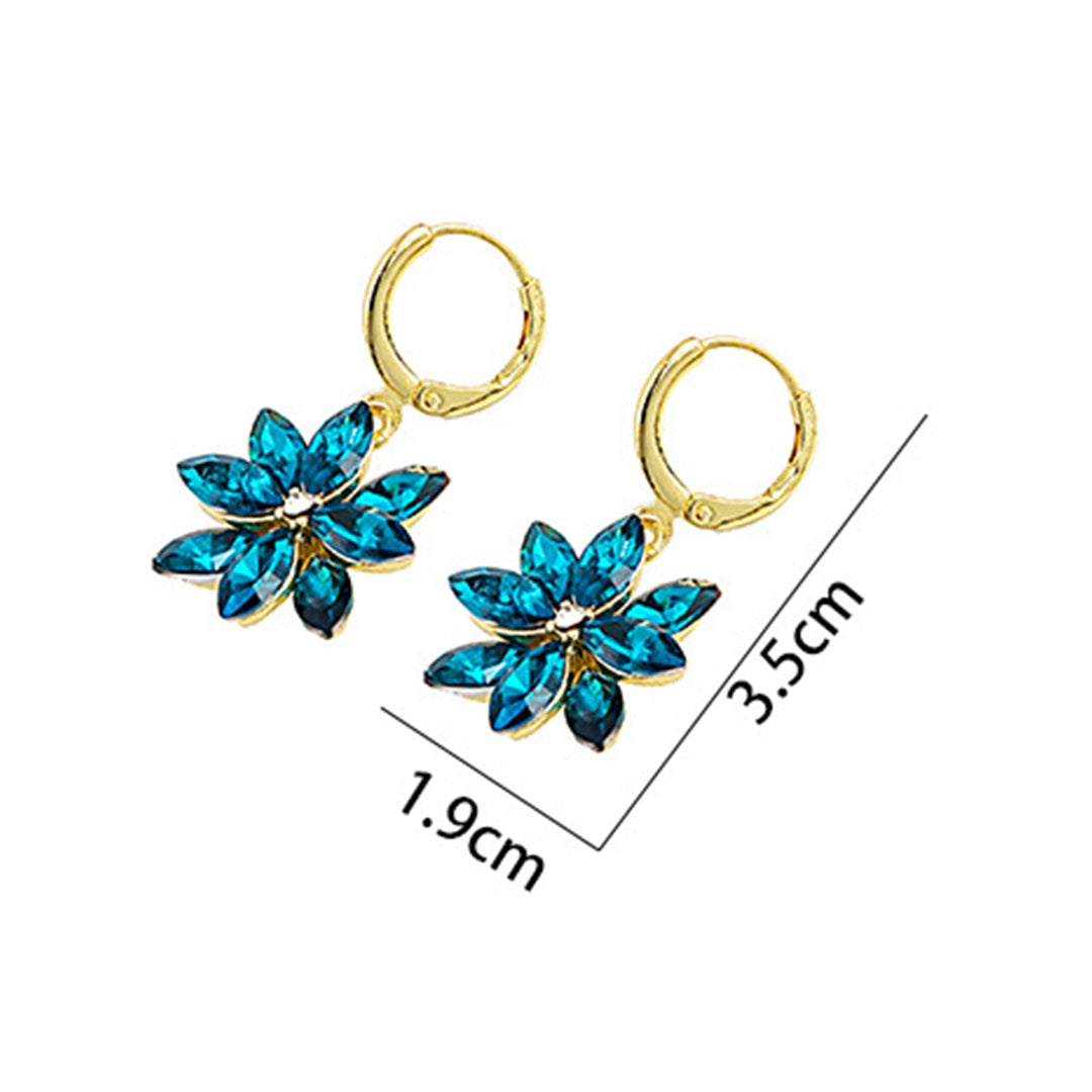 1 Pair Dangle Earrings Double Layer Petals Rotatable Jewelry Shining Rhinestones Ear Buckle Earrings for Party Image 8