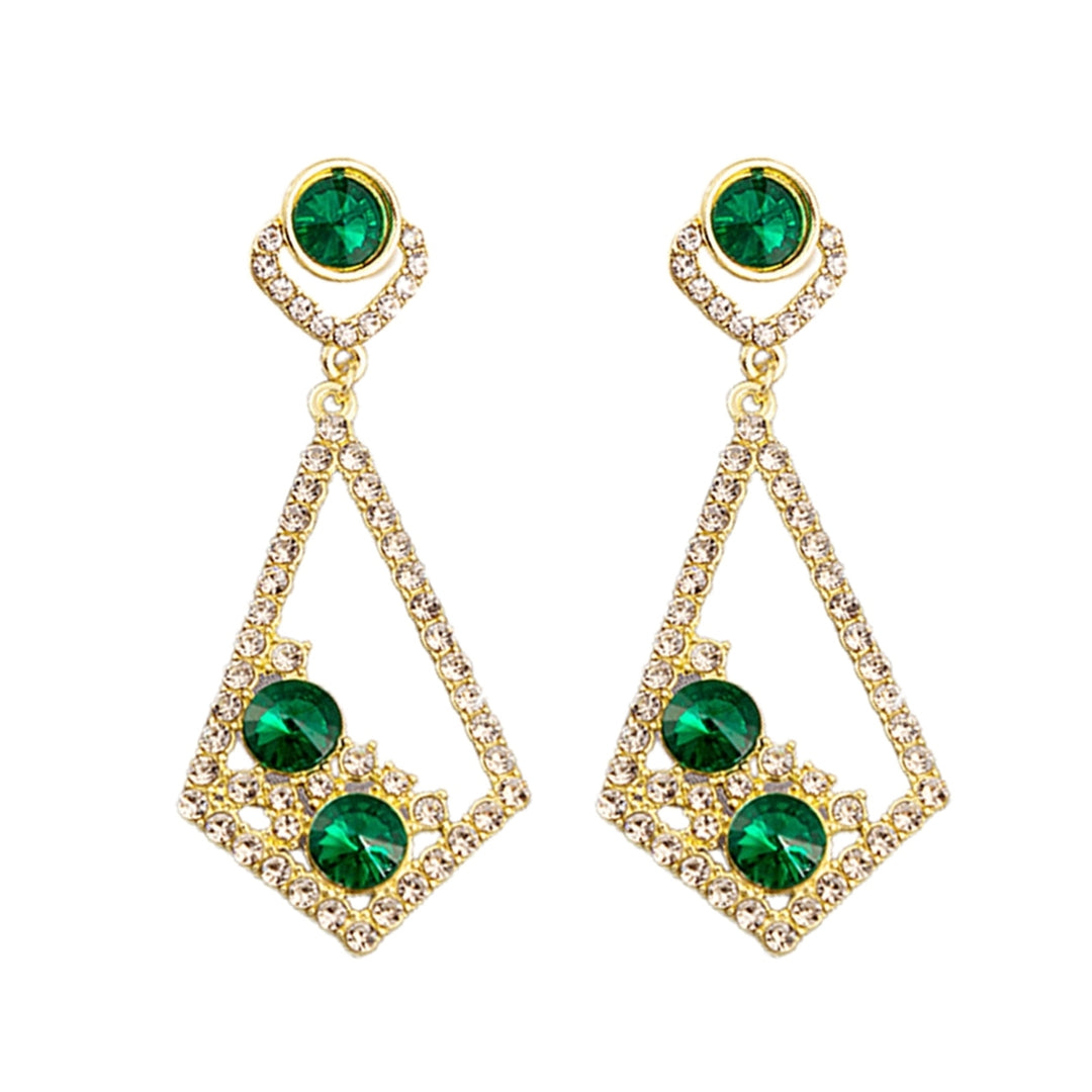 1 Pair Dangle Earrings Hollow Out Rhinestones Jewelry Shining Faux Gem Drop Earrings for Wedding Image 4
