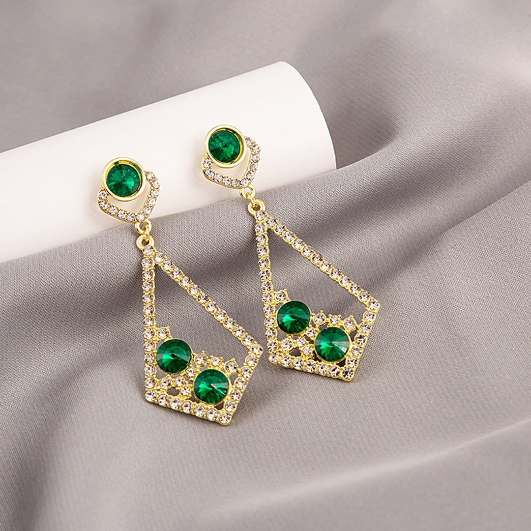1 Pair Dangle Earrings Hollow Out Rhinestones Jewelry Shining Faux Gem Drop Earrings for Wedding Image 8