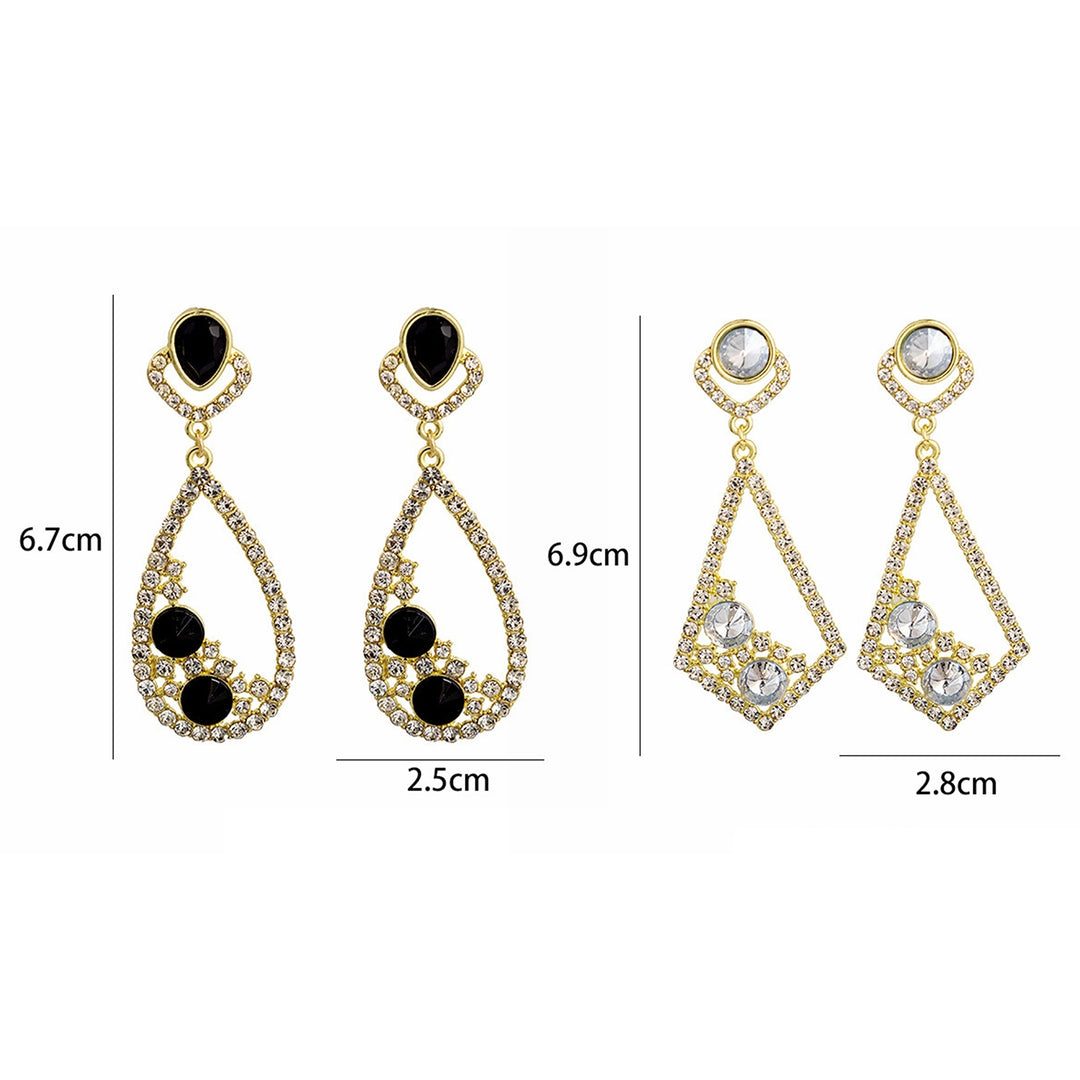 1 Pair Dangle Earrings Hollow Out Rhinestones Jewelry Shining Faux Gem Drop Earrings for Wedding Image 10