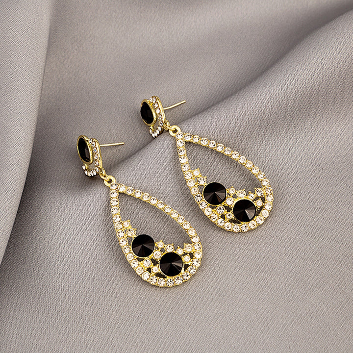 1 Pair Dangle Earrings Hollow Out Rhinestones Jewelry Shining Faux Gem Drop Earrings for Wedding Image 11