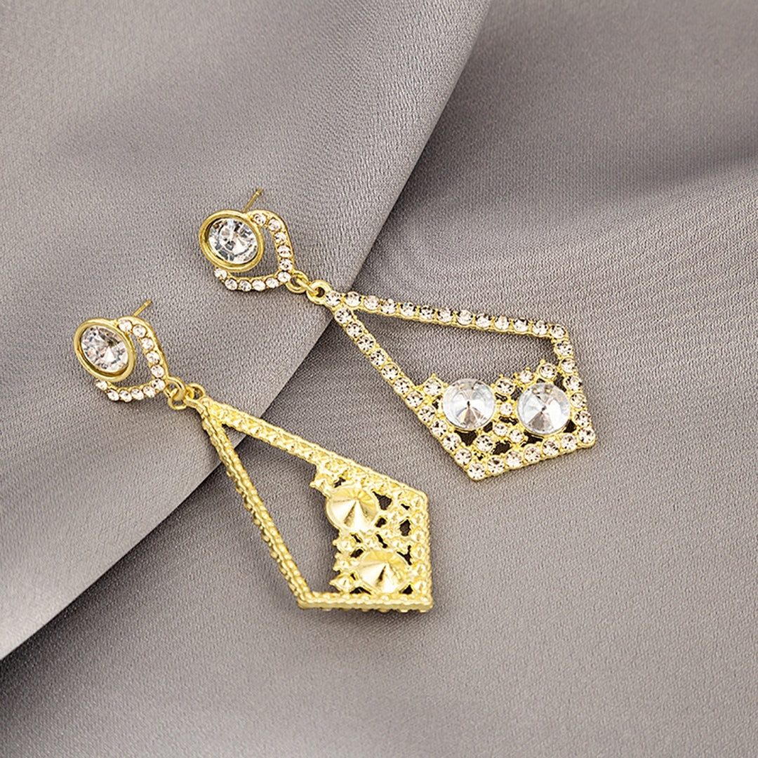 1 Pair Dangle Earrings Hollow Out Rhinestones Jewelry Shining Faux Gem Drop Earrings for Wedding Image 12