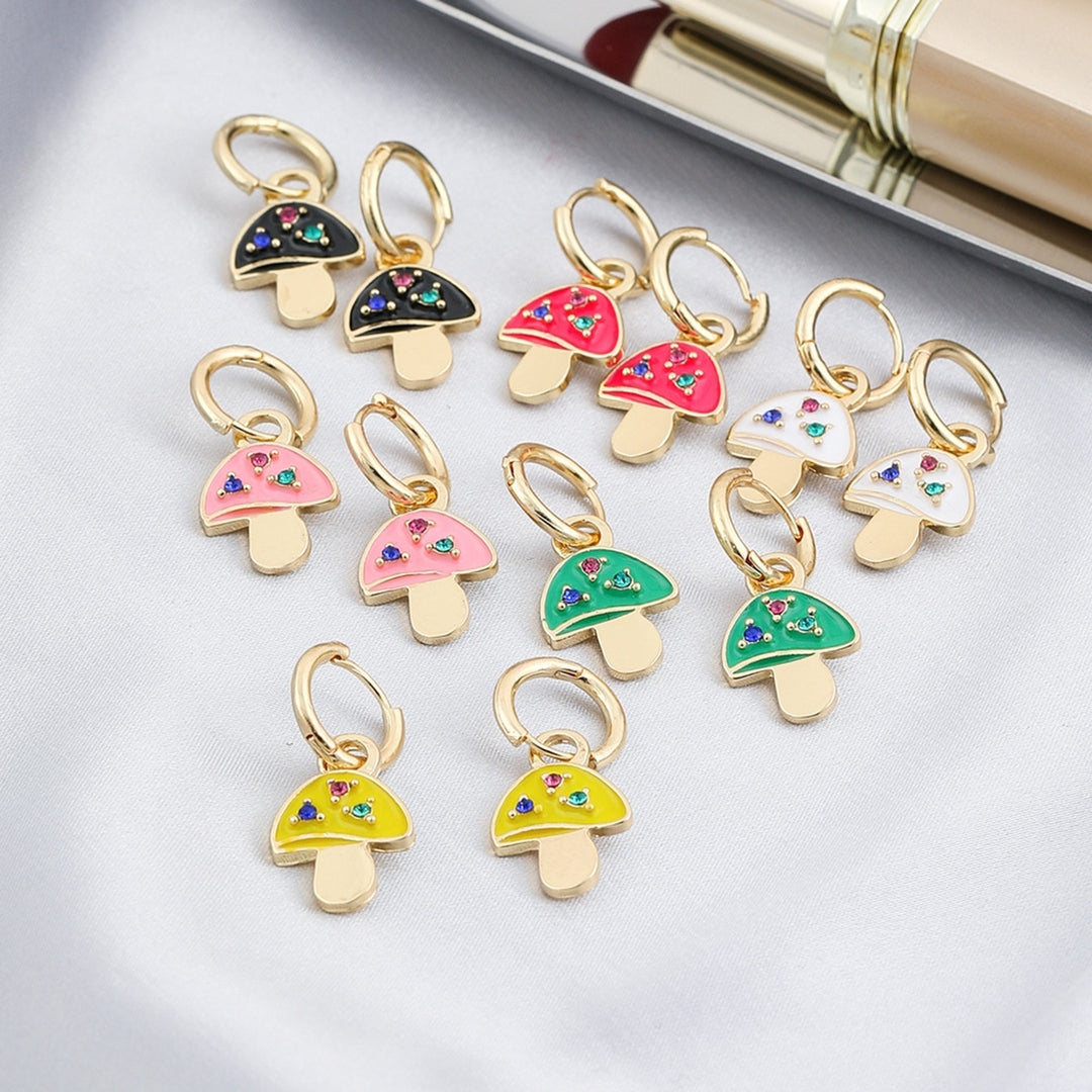 1 Pair Women Dangle Earrings Mushroom Plated Jewelry Candy Color Ear Buckle Earrings for Party Image 1