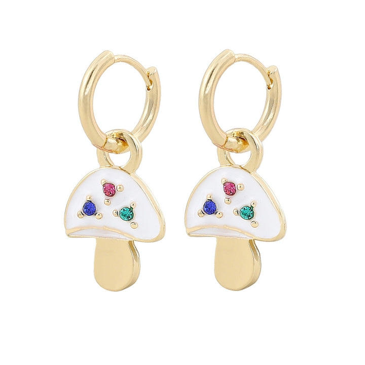 1 Pair Women Dangle Earrings Mushroom Plated Jewelry Candy Color Ear Buckle Earrings for Party Image 3