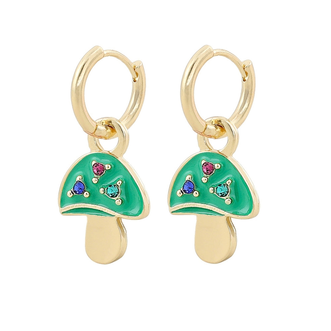 1 Pair Women Dangle Earrings Mushroom Plated Jewelry Candy Color Ear Buckle Earrings for Party Image 6