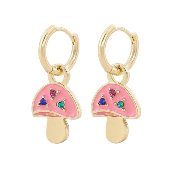 1 Pair Women Dangle Earrings Mushroom Plated Jewelry Candy Color Ear Buckle Earrings for Party Image 1