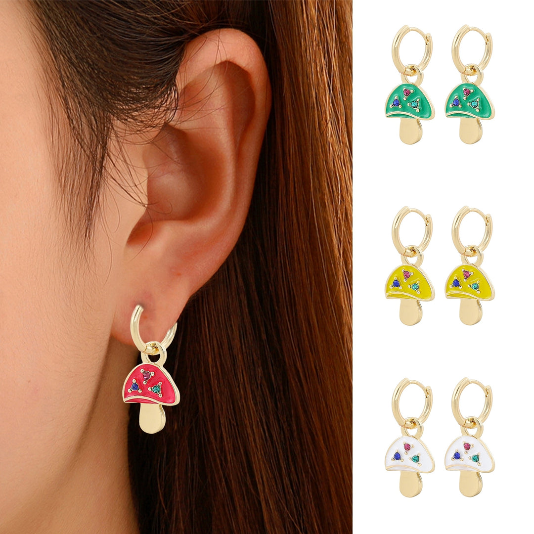 1 Pair Women Dangle Earrings Mushroom Plated Jewelry Candy Color Ear Buckle Earrings for Party Image 8