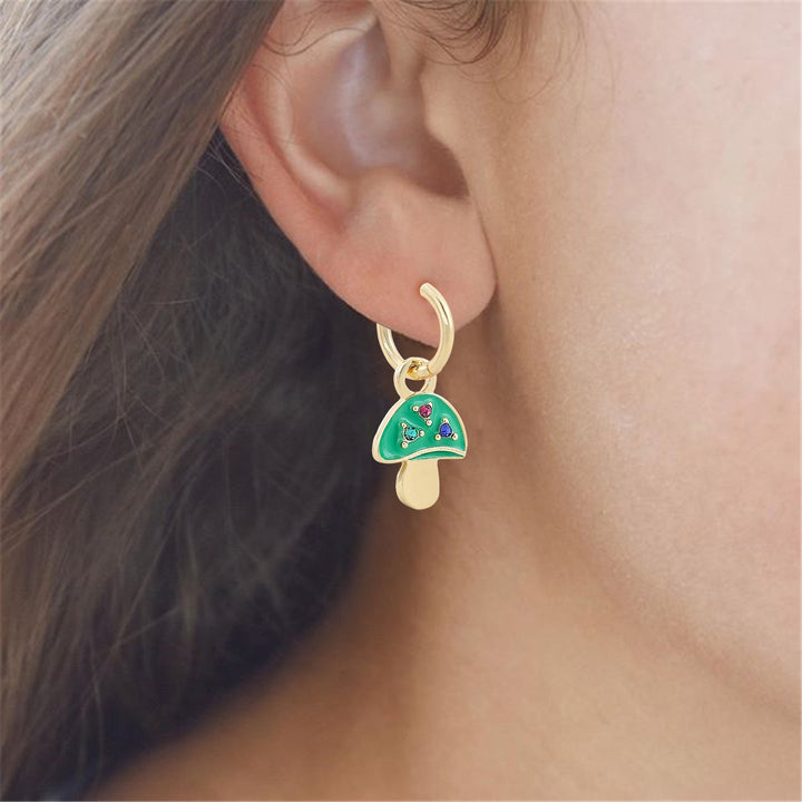 1 Pair Women Dangle Earrings Mushroom Plated Jewelry Candy Color Ear Buckle Earrings for Party Image 10