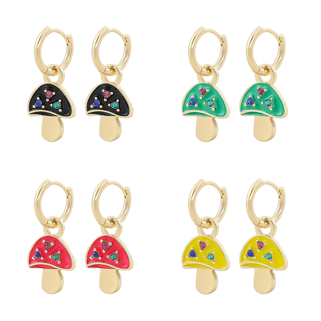 1 Pair Women Dangle Earrings Mushroom Plated Jewelry Candy Color Ear Buckle Earrings for Party Image 11