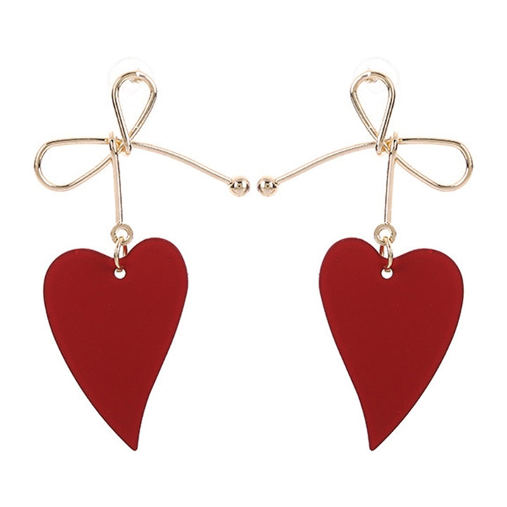 1 Pair Dangle Earrings Anti-allergy Sweet Solid Color Heart Shape Hollow Out Hanging Earrings Female Jewelry Image 2