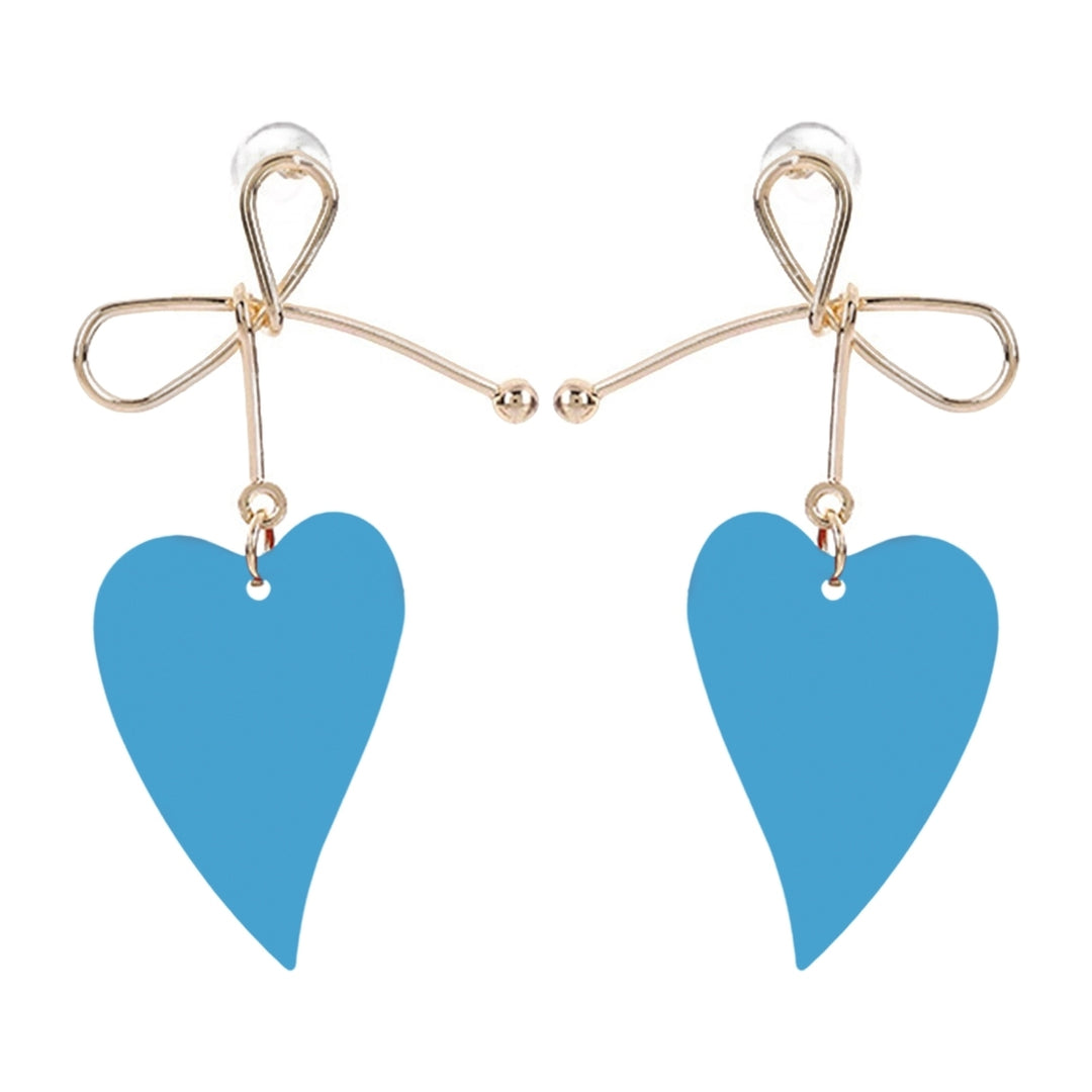 1 Pair Dangle Earrings Anti-allergy Sweet Solid Color Heart Shape Hollow Out Hanging Earrings Female Jewelry Image 3