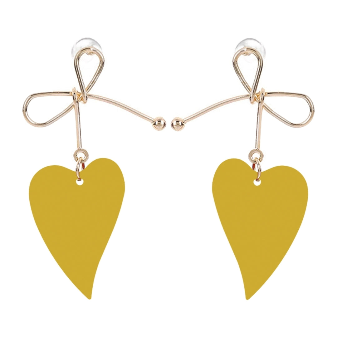 1 Pair Dangle Earrings Anti-allergy Sweet Solid Color Heart Shape Hollow Out Hanging Earrings Female Jewelry Image 4