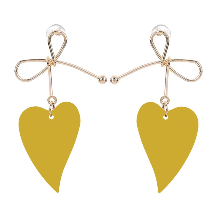 1 Pair Dangle Earrings Anti-allergy Sweet Solid Color Heart Shape Hollow Out Hanging Earrings Female Jewelry Image 4