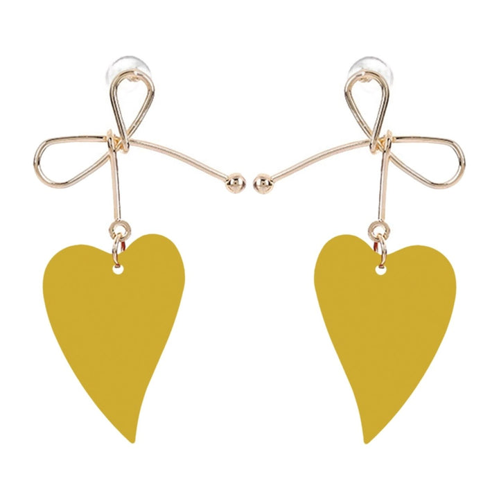 1 Pair Dangle Earrings Anti-allergy Sweet Solid Color Heart Shape Hollow Out Hanging Earrings Female Jewelry Image 1