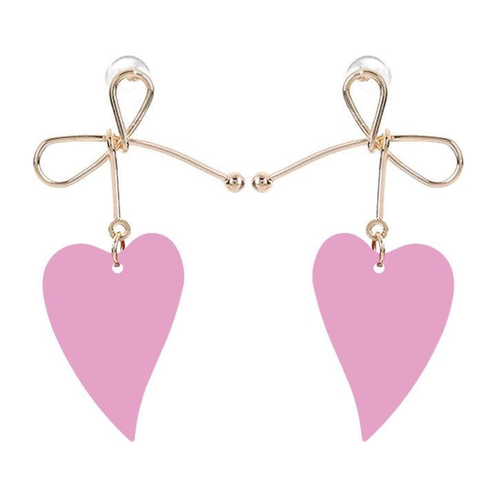 1 Pair Dangle Earrings Anti-allergy Sweet Solid Color Heart Shape Hollow Out Hanging Earrings Female Jewelry Image 1