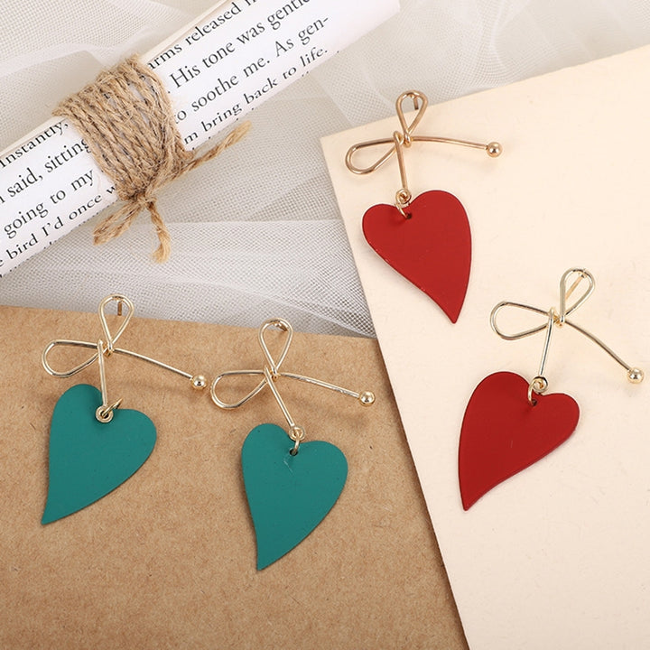 1 Pair Dangle Earrings Anti-allergy Sweet Solid Color Heart Shape Hollow Out Hanging Earrings Female Jewelry Image 8