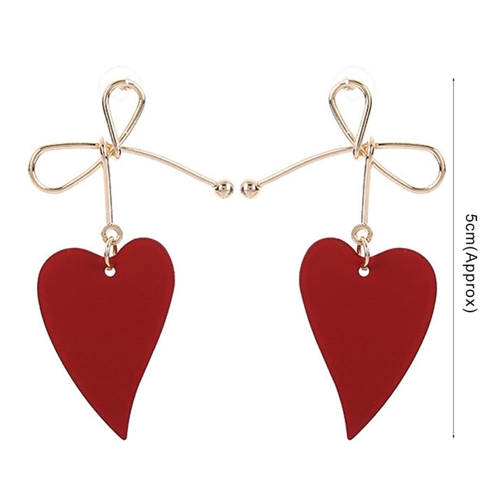 1 Pair Dangle Earrings Anti-allergy Sweet Solid Color Heart Shape Hollow Out Hanging Earrings Female Jewelry Image 10