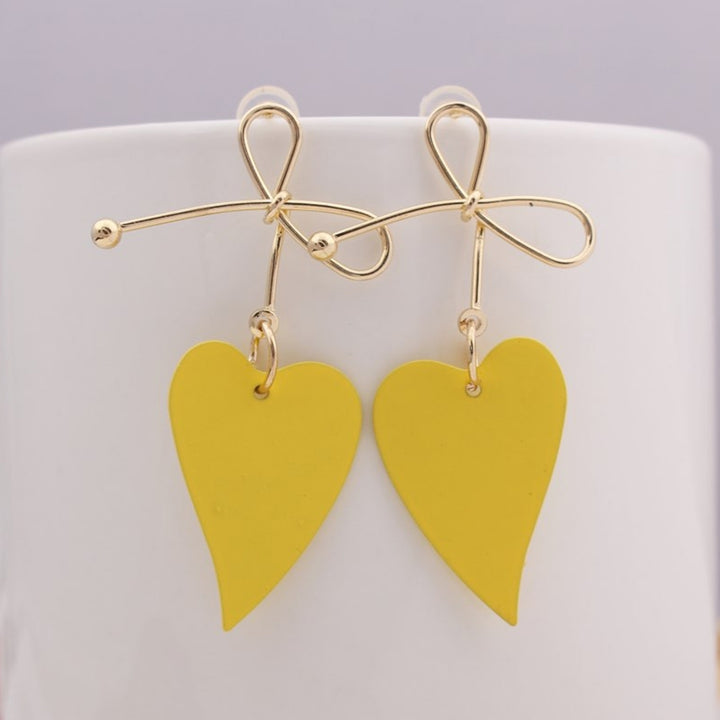 1 Pair Dangle Earrings Anti-allergy Sweet Solid Color Heart Shape Hollow Out Hanging Earrings Female Jewelry Image 12