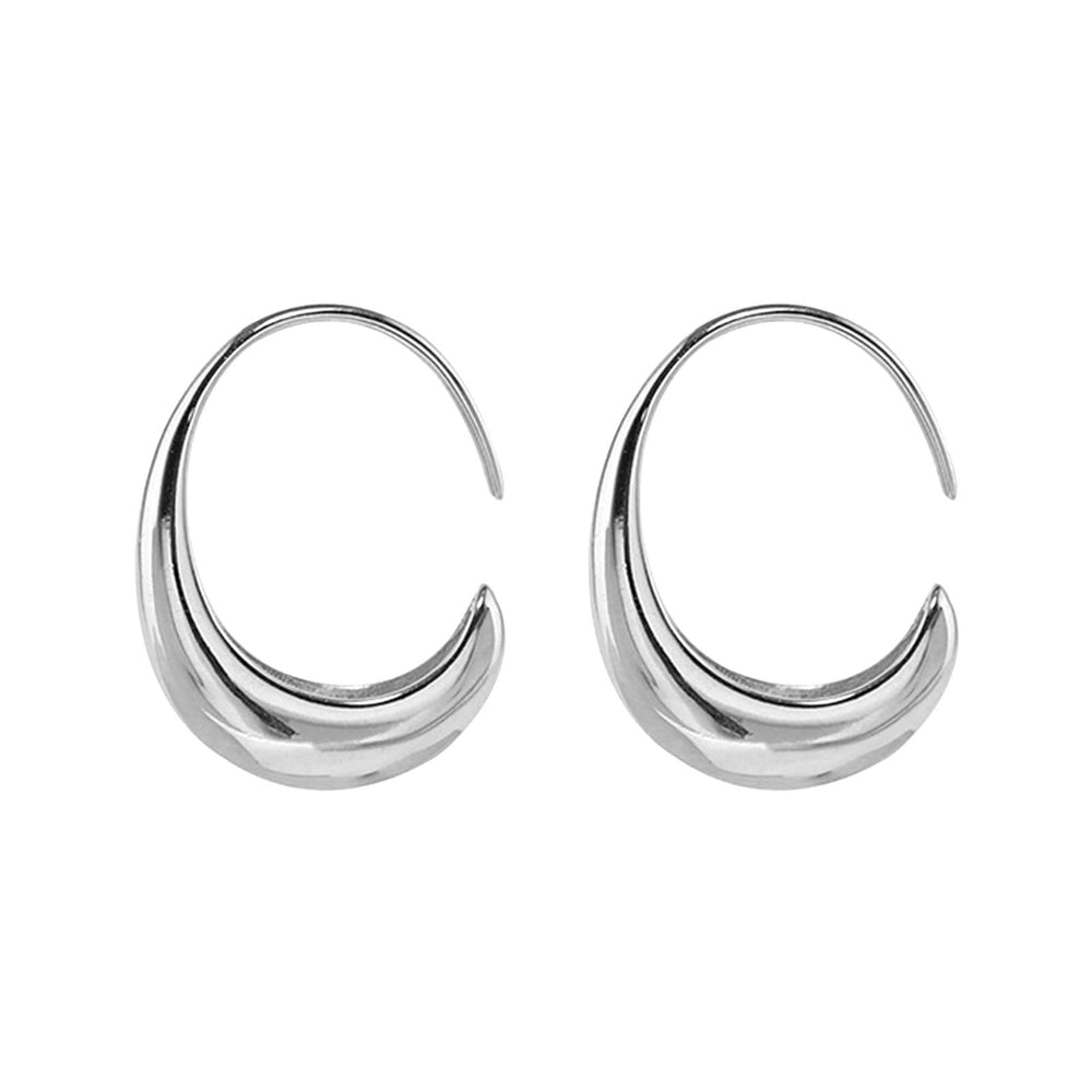 1  Pair Women Huggie Earrings Solid Color Smooth Surface Luster Simple Water Drop Shape Women Earrings Female Jewelry Image 2