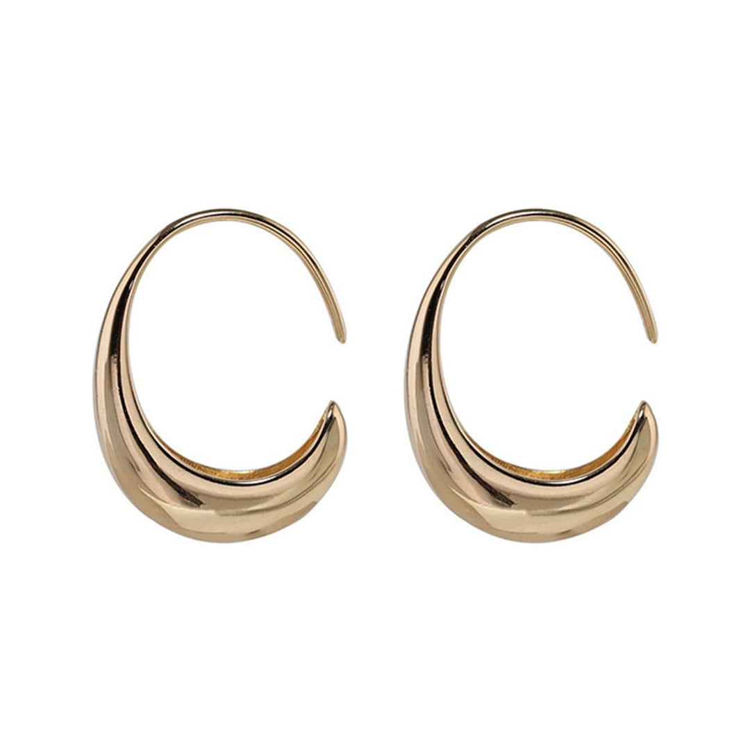 1  Pair Women Huggie Earrings Solid Color Smooth Surface Luster Simple Water Drop Shape Women Earrings Female Jewelry Image 3