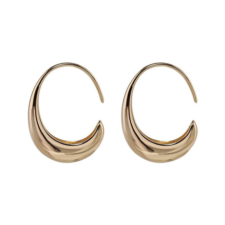 1 Pair Women Huggie Earrings Solid Color Smooth Surface Luster Simple Water Drop Shape Women Earrings Female Jewelry Image 1