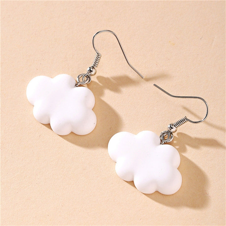 1 Pair Hook Earrings Cartoon Cloud Lovely Candy Color Dangle Earrings for Daily Wear Image 1