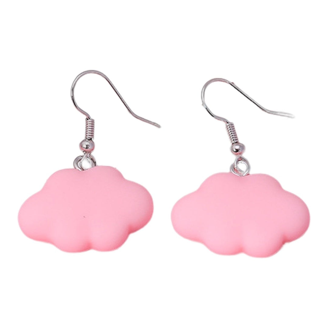 1 Pair Hook Earrings Cartoon Cloud Lovely Candy Color Dangle Earrings for Daily Wear Image 1