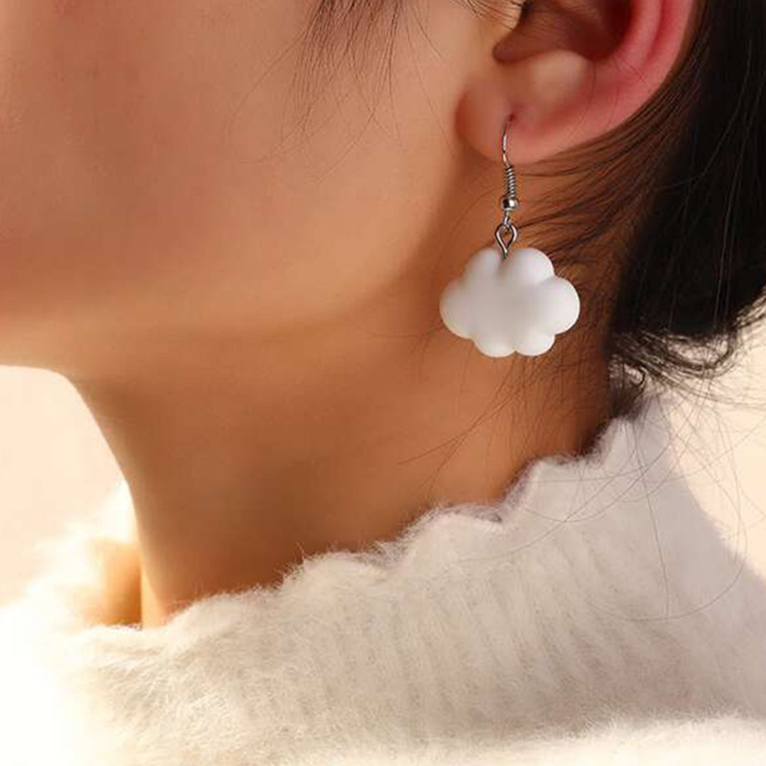 1 Pair Hook Earrings Cartoon Cloud Lovely Candy Color Dangle Earrings for Daily Wear Image 6